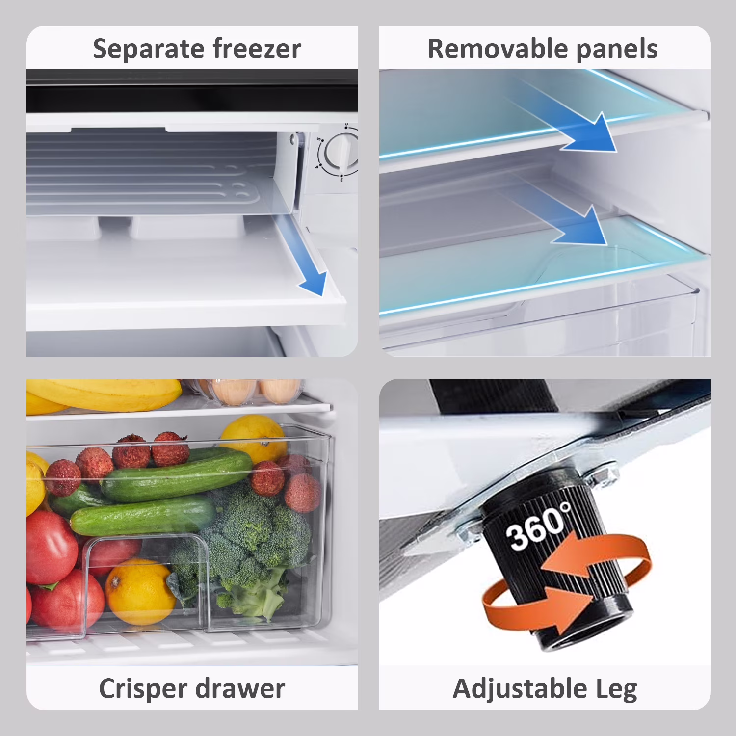 Beddle Mini Fridge with Freezer 3.2 Cu.ft Small Refrigerator for Dorm Bedroom, Compact Refrigerators Single Door Adjustable Thermostat Low Noise,Silver - Image 3