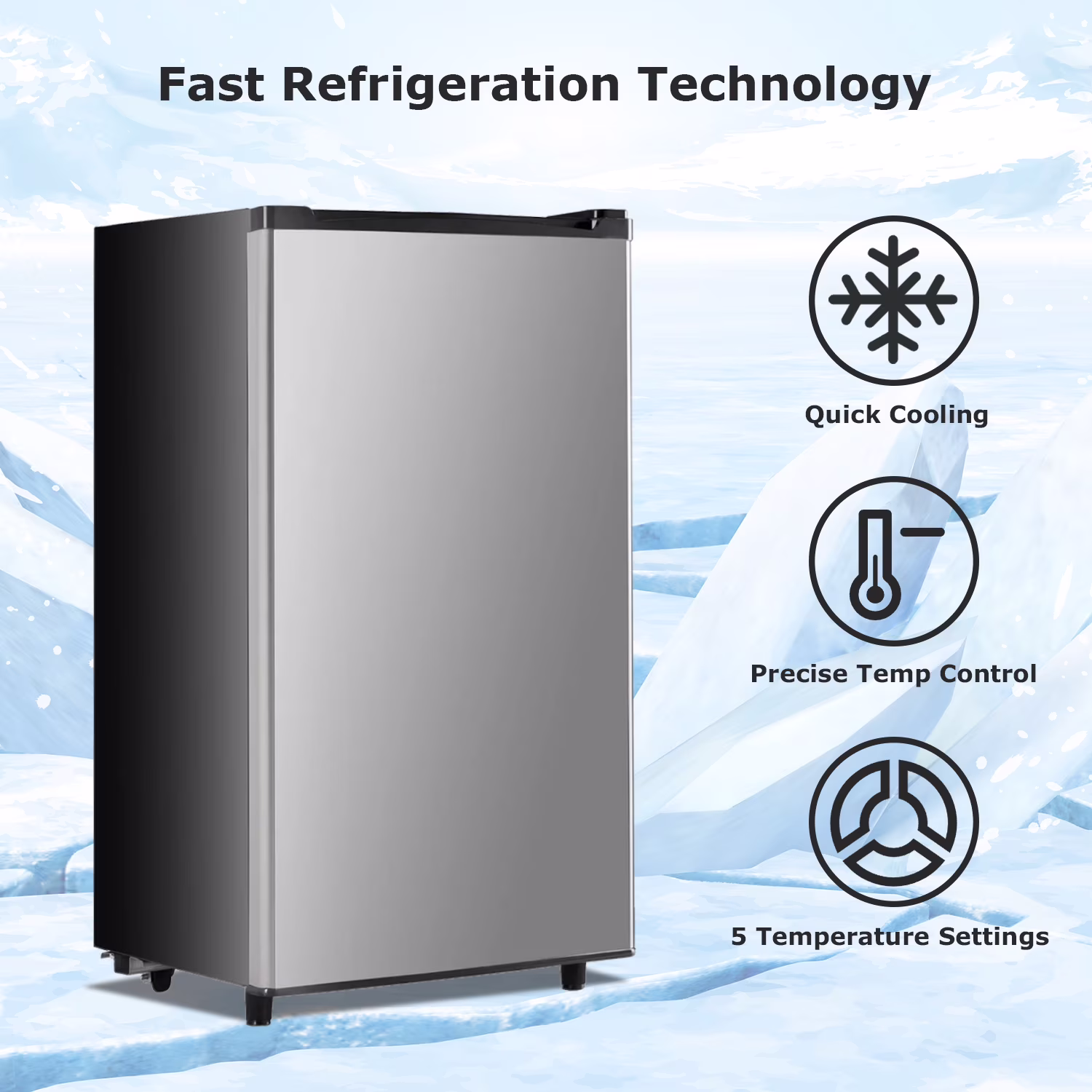 Beddle Mini Fridge with Freezer 3.2 Cu.ft Small Refrigerator for Dorm Bedroom, Compact Refrigerators Single Door Adjustable Thermostat Low Noise,Silver - Image 5