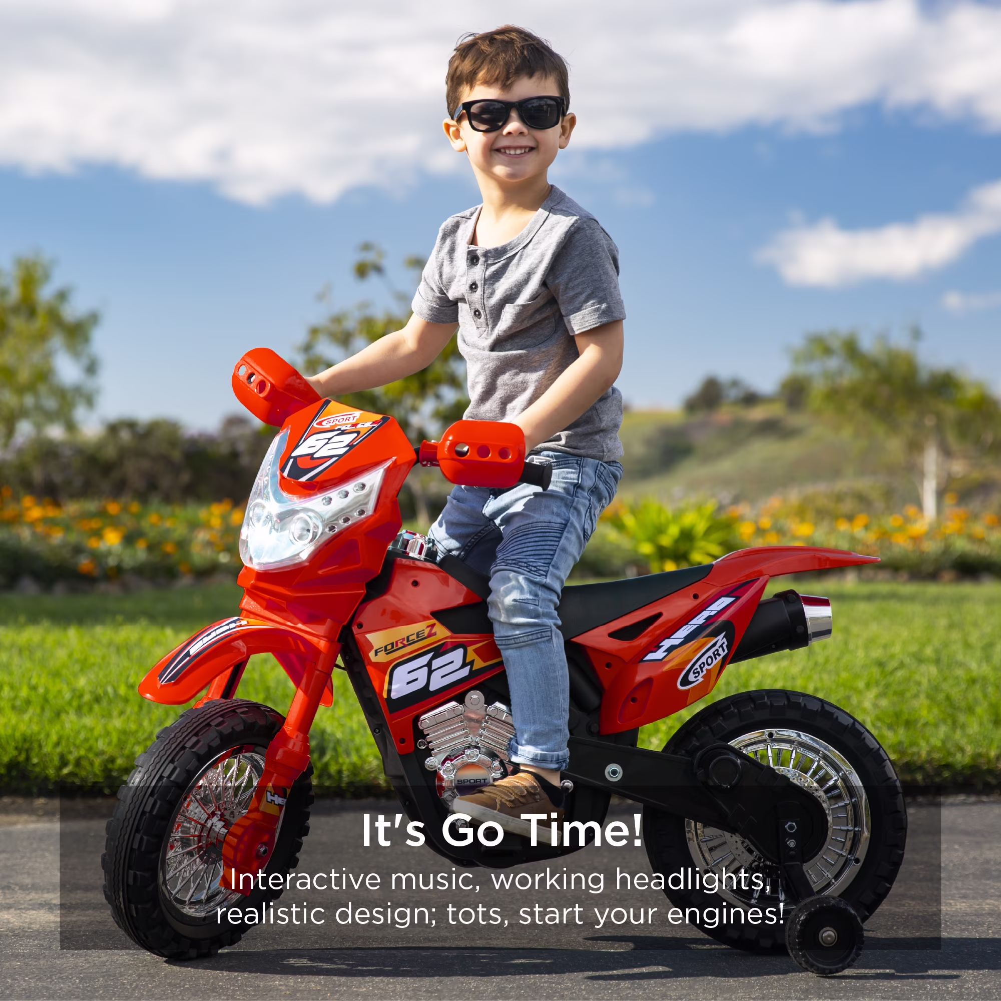 Best Choice Products 6V Kids Electric Battery Powered Ride On Motorcycle w/ Training Wheels, Lights, Music - Red - Image 3