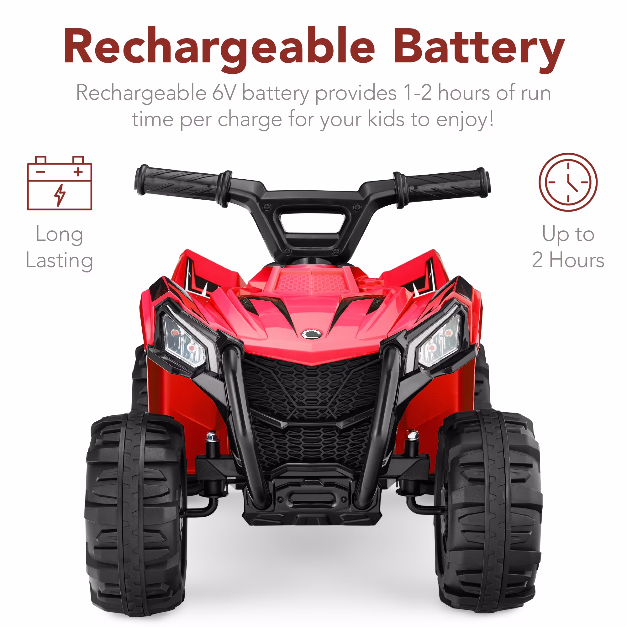 Best Choice Products 6V Kids Ride-On 4-Wheeler Quad ATV Car w/ 1.8mph Max Speed, Treaded Tires - Red - Image 2