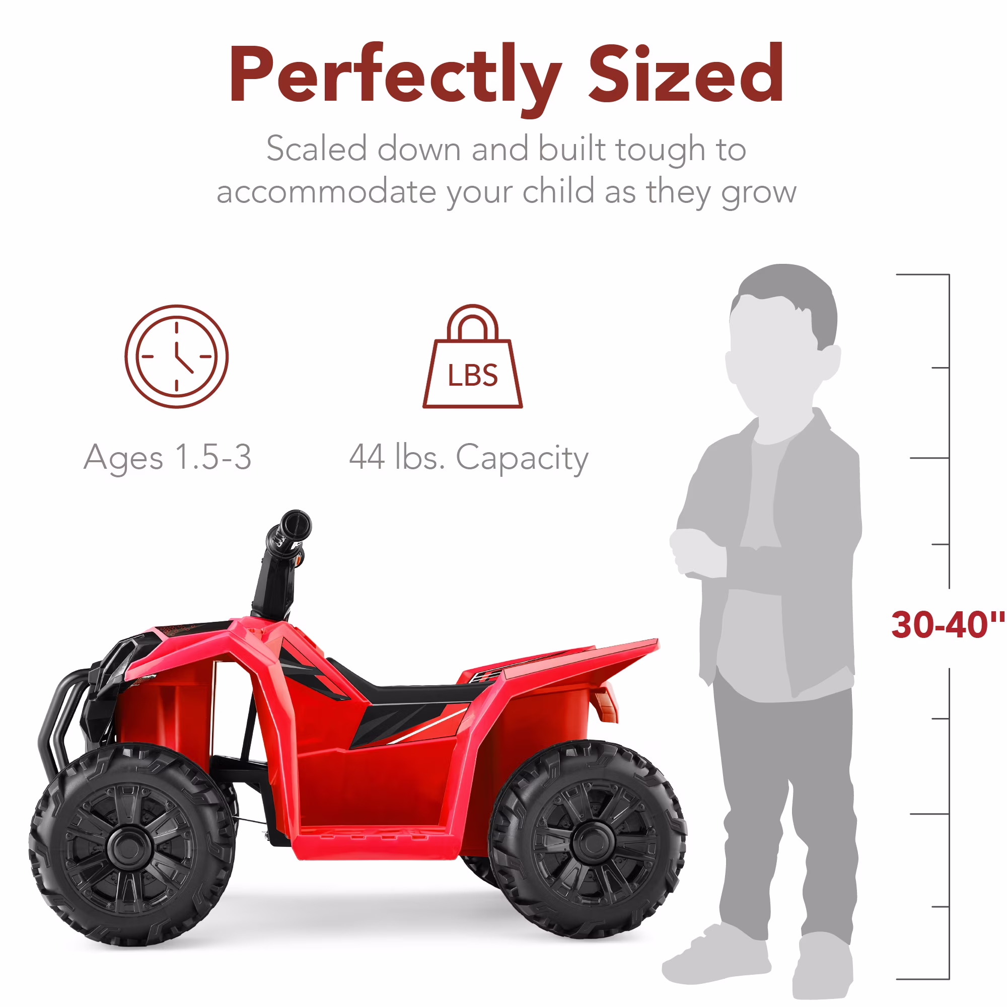 Best Choice Products 6V Kids Ride-On 4-Wheeler Quad ATV Car w/ 1.8mph Max Speed, Treaded Tires - Red - Image 5