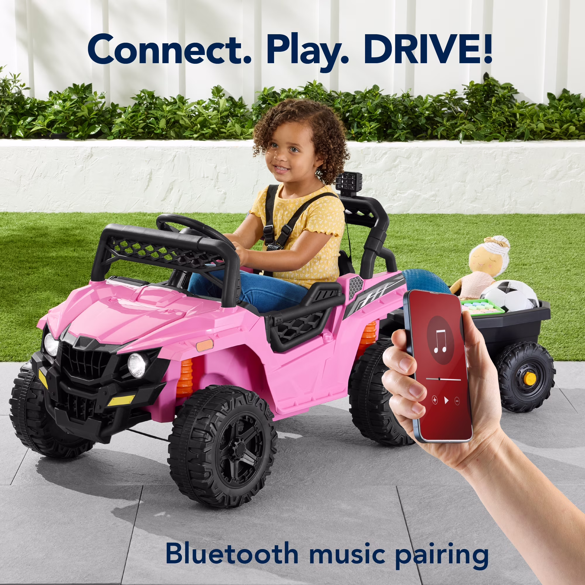 Best Choice Products Kids 12V Electric Ride-On UTV and Trailer w/ Parent Remote Control, LED Lights - Pink - Image 4
