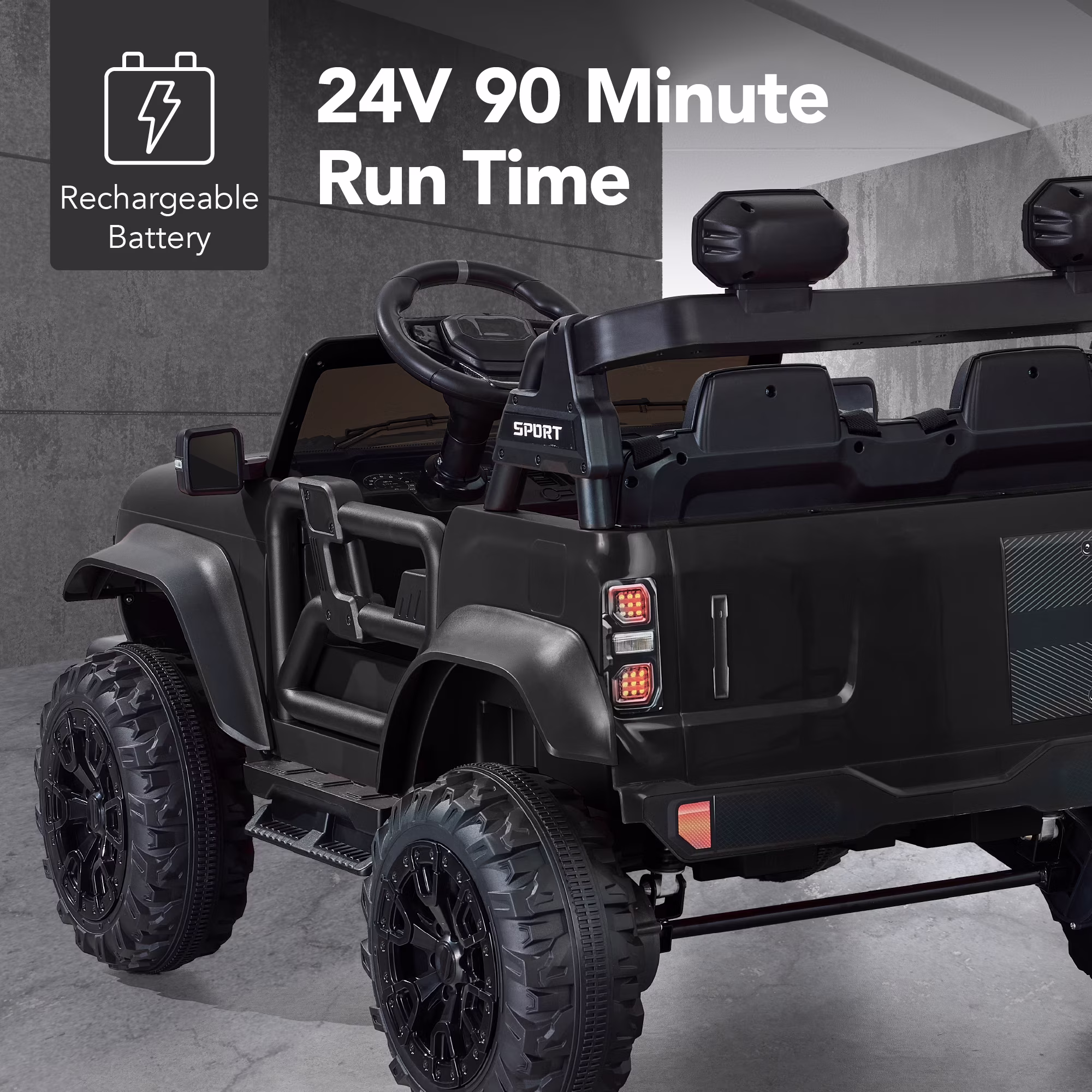 Best Choice Products Kids 24V 2-Seater Electric Ride-On Car Truck w/ Parent Control, Bluetooth, LED Lights - Black - Image 3