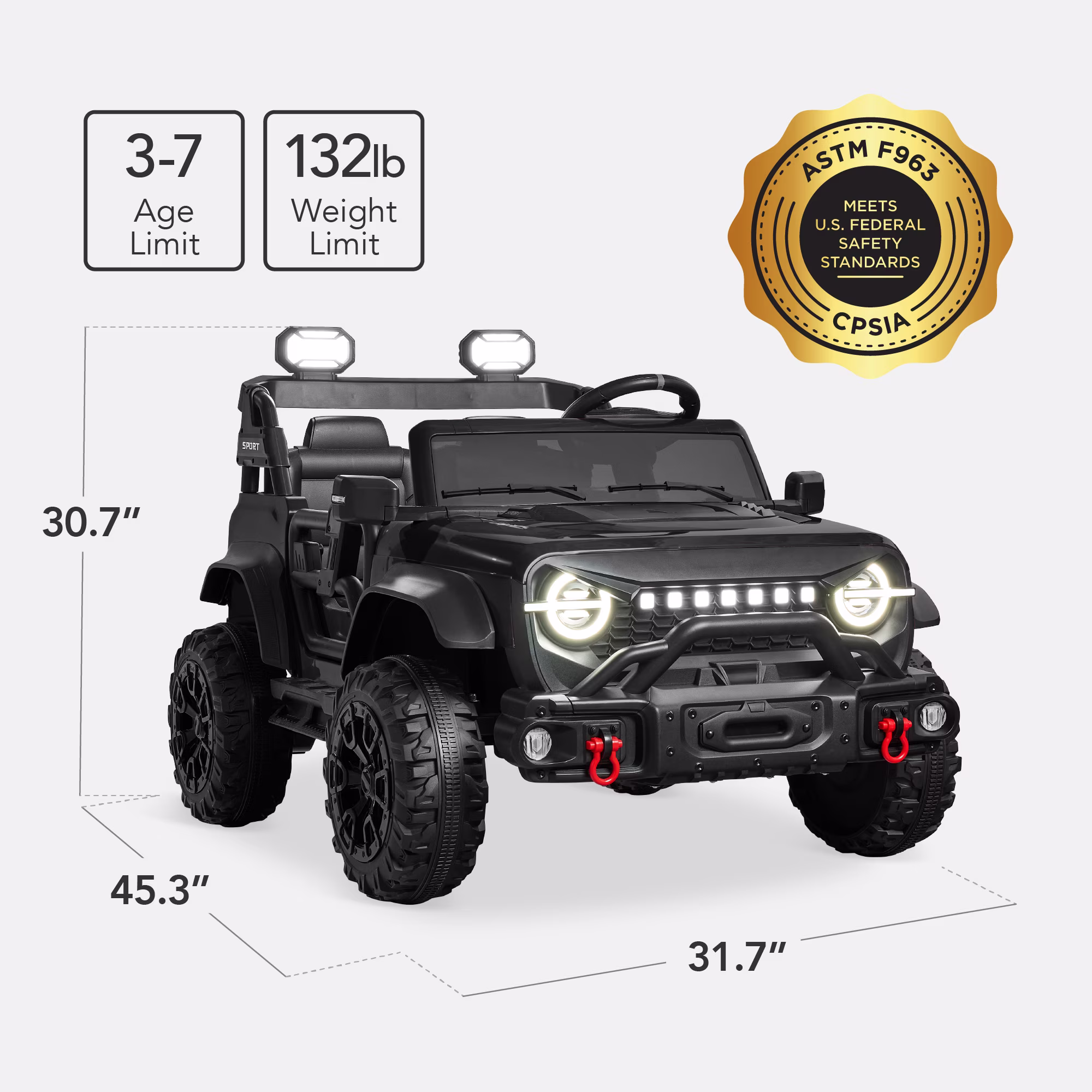 Best Choice Products Kids 24V 2-Seater Electric Ride-On Car Truck w/ Parent Control, Bluetooth, LED Lights - Black - Image 2