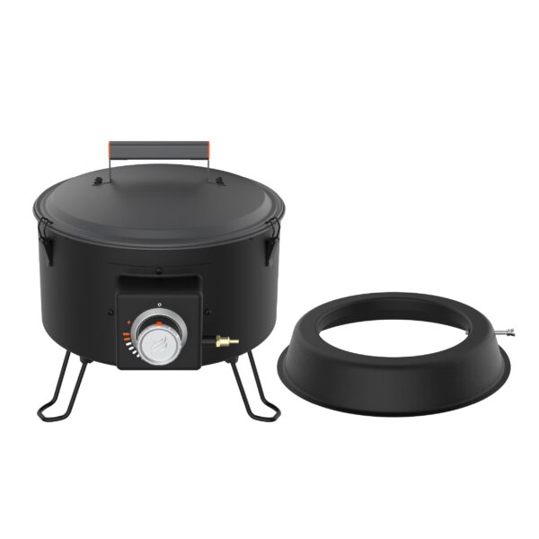 Blackstone Adventure Ready 15” Propane Fire Pit with Propane Tank Stand, Lava Rock, and Bulk Tank Adapter Hose