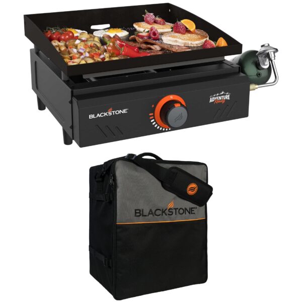 Blackstone Adventure Ready Single Burner 17” Tabletop Griddle with Non Slip Feet with Protective Soft Cover