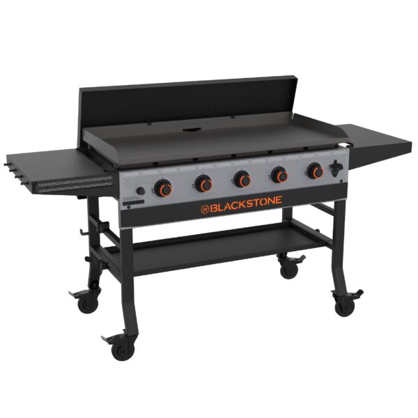 Blackstone Bronco Outdoor Griddle, 44 Inch 5-Burner Flat Top Grill with Hard Cover, Gray