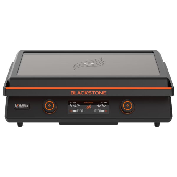 Blackstone E-Series Griddle, 22 Inch 2-Burner Electric Flat Top Grill with Hood and Prep Cart, Black