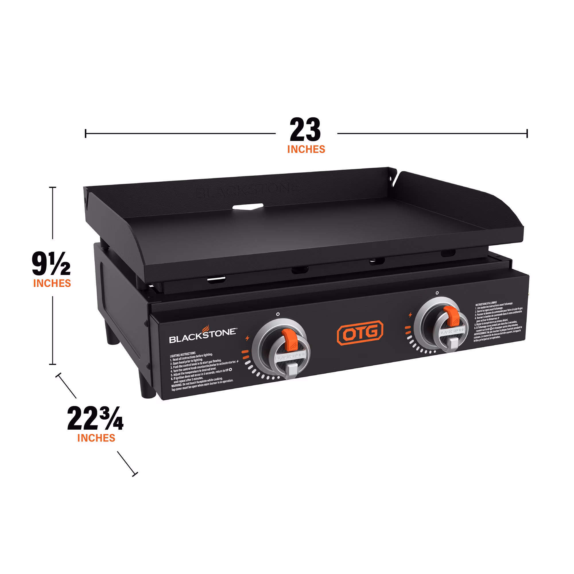 Blackstone OTG 22" Tabletop Propane Griddle with Dual Heating Zones and Piezo Ignition - Image 3
