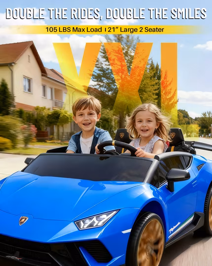 Blitzshark 2 Seater Kids Ride-On Car, Lamborghini Style, 24V Electric 4WD, Remote Controlled, Blue - Image 2