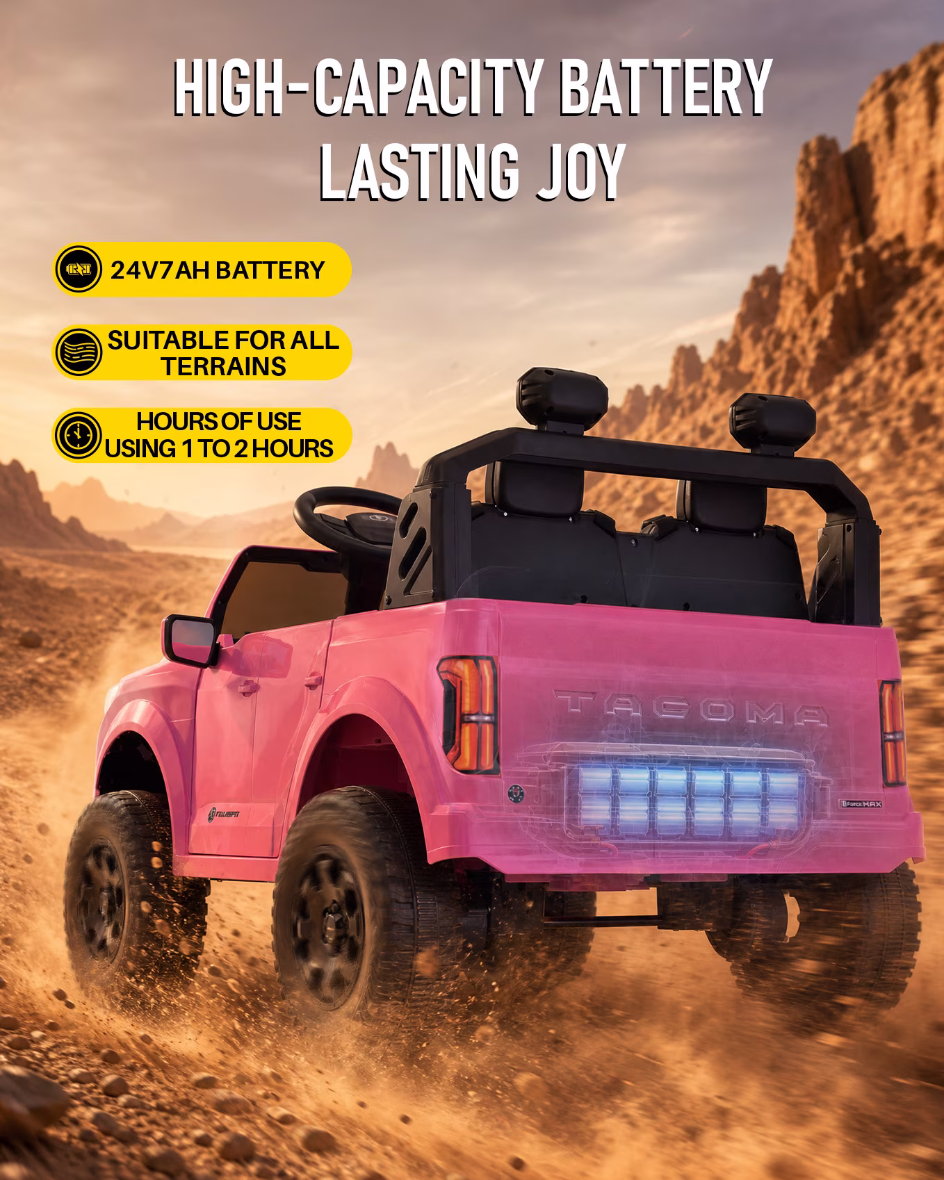 Blitzshark 2026 NEW 24V Licensed Tacoma Kids Car, 2 Seater Ride On for Kids - Image 5