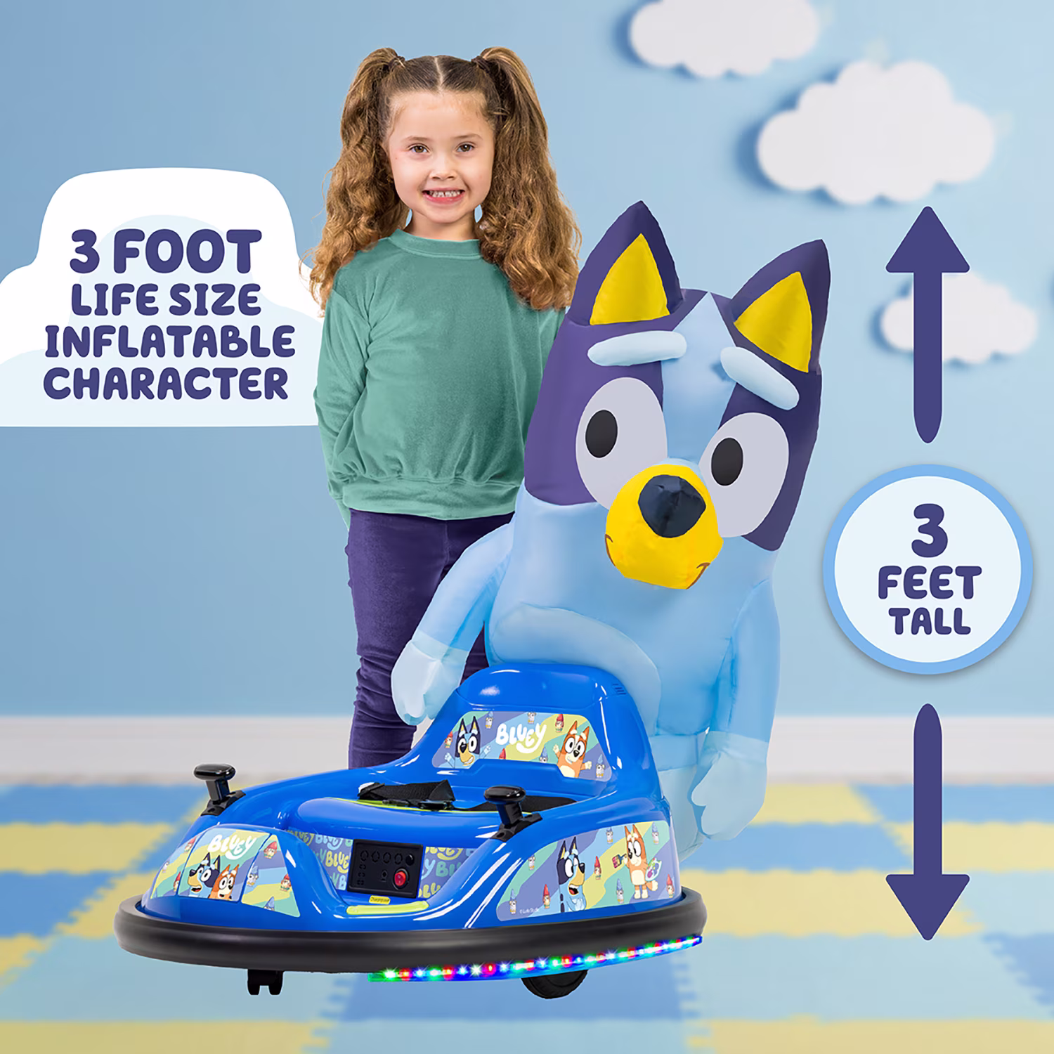 Bluey 6V ImaginAir Ride-On Bumper Car with Inflatable Character - Image 5