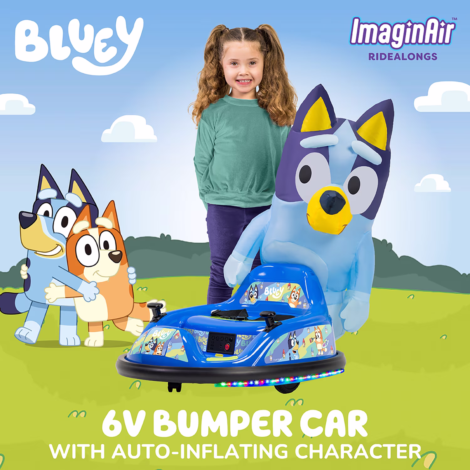 Bluey 6V ImaginAir Ride-On Bumper Car with Inflatable Character - Image 2