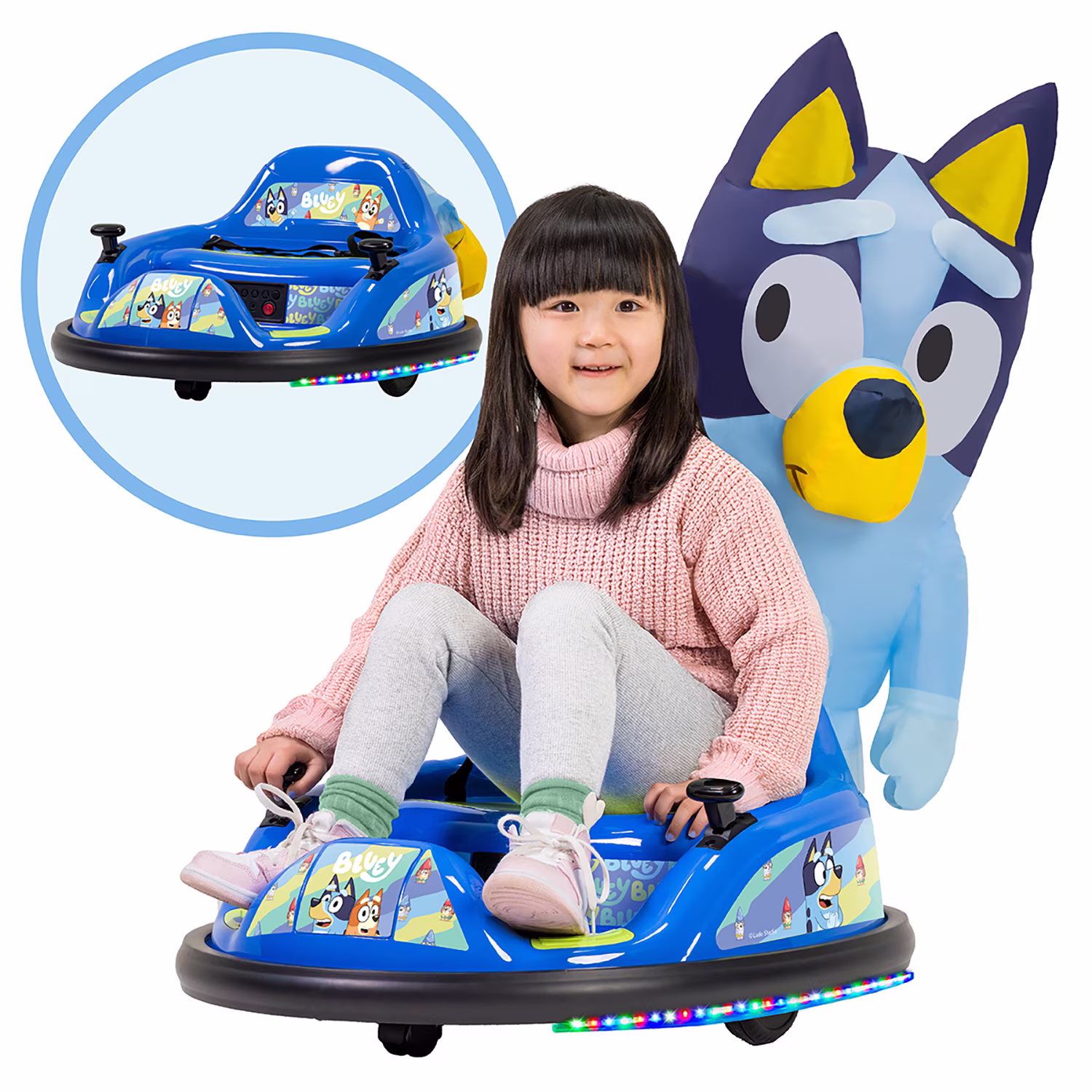 Bluey 6V ImaginAir Ride-On Bumper Car with Inflatable Character - Image 3