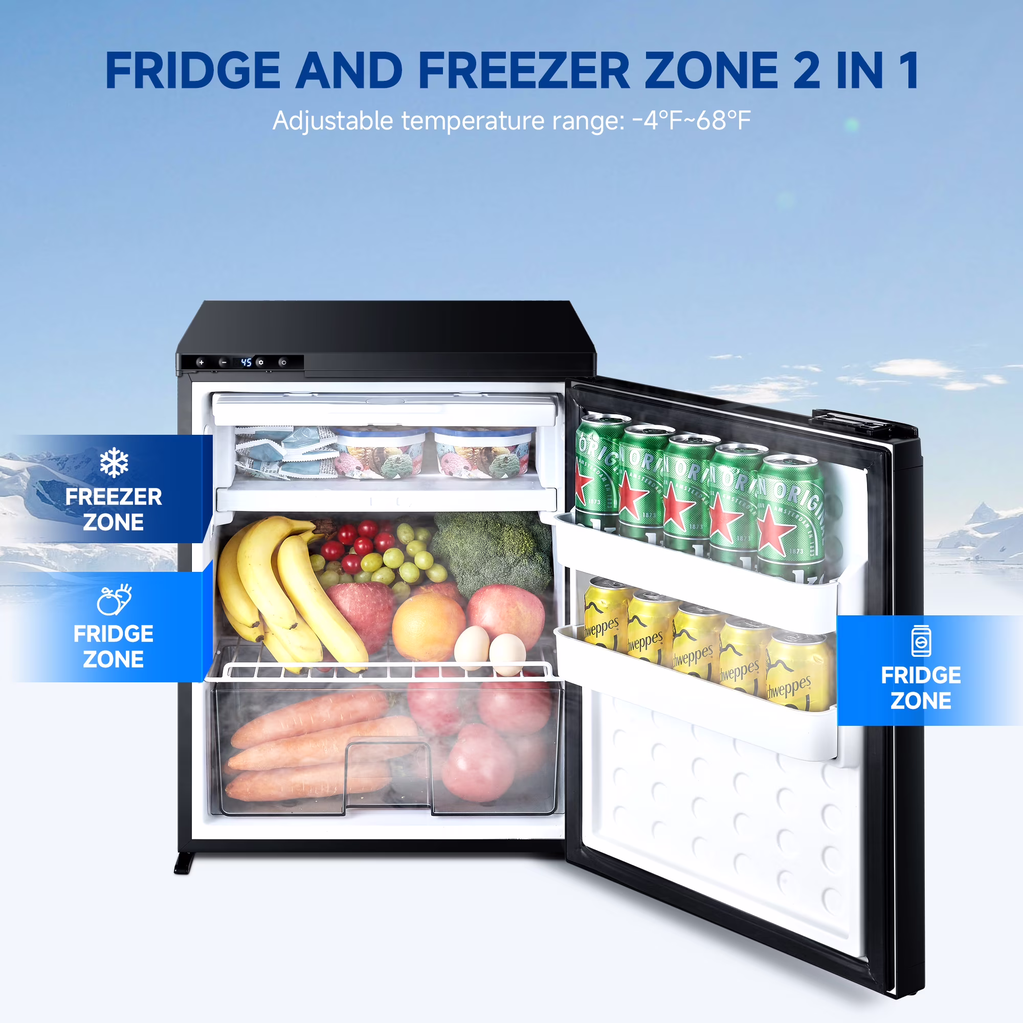 BODEGA 12 Volt Car Refrigerator, 24V DC Portable Car Fridge RV Freezer for Outdoor,Camping, RV and Travel - Image 4