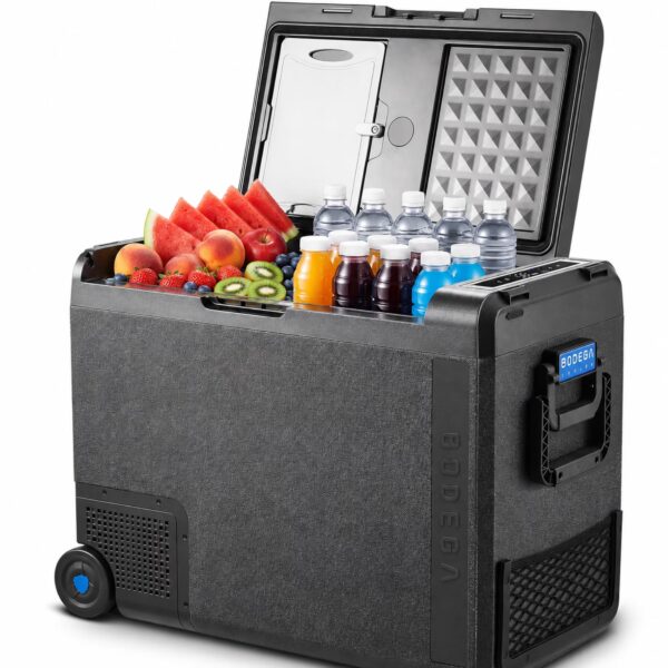 BODEGA 61Quart (58L) Dual Zone Car Refrigerator Freezer with APP Control, Portable 12V Car Fridge for RV, Truck, Camping & Travel, 12/24V DC and 100–240V AC