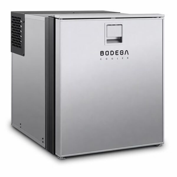BODEGA 63.4 Quart 12 Volt RV Refrigerator, 2.12 Cu. Ft. Portable Car Fridge with Freezer, 12/24V DC, 32°F–50°F, Reversible Door, Silver