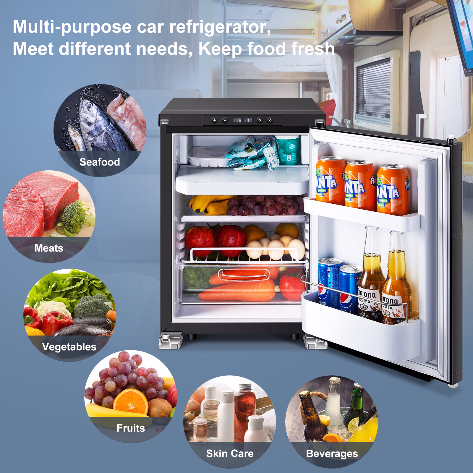 BODEGA Camper Fridge RV Refrigerator Electric Car Cooler - 12 Volt Freezer Compressor for Refrigerated Rruits and Vegetables - 45L - Image 2