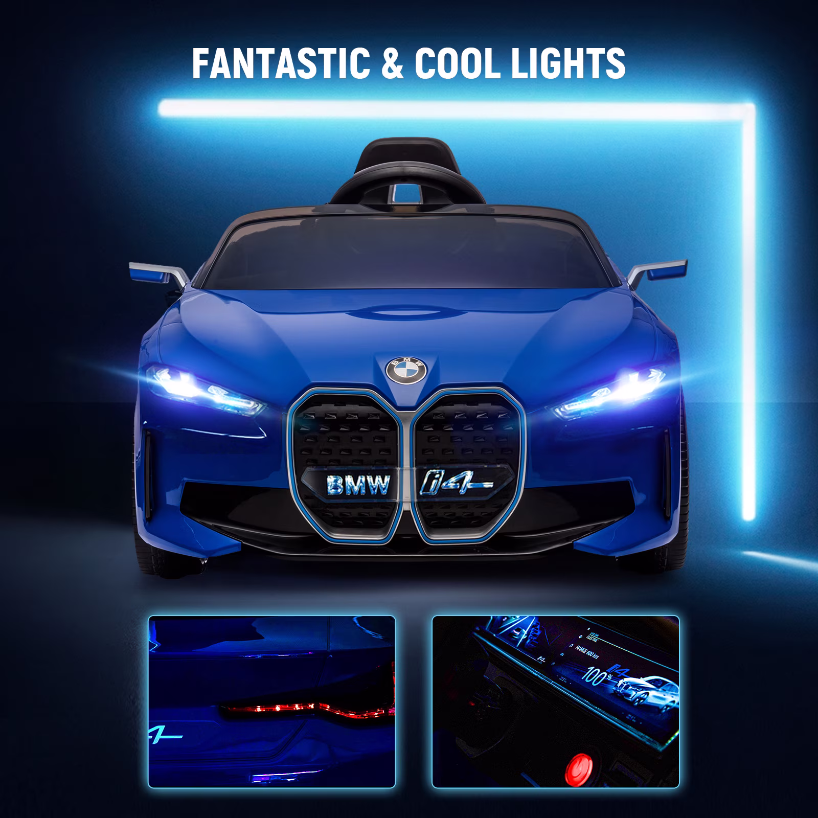 Bopilon BMW Electric Car for Toddlers 1-3, 12V Kids Ride on Car with Remote Control, 3 Speeds, Bluetooth, Music, LED Light (Blue) - Image 5