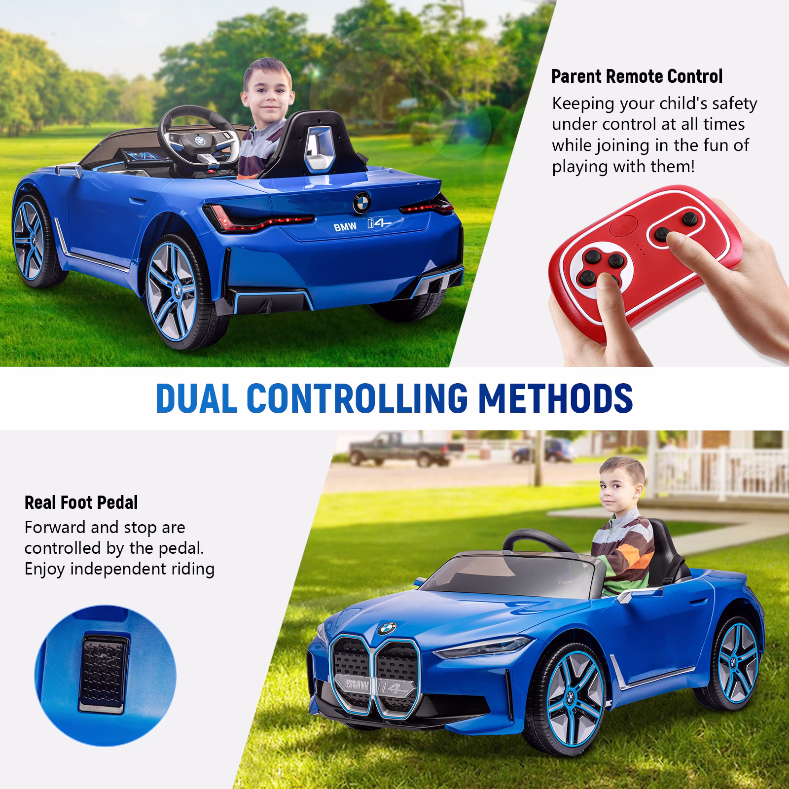 Bopilon BMW Electric Car for Toddlers 1-3, 12V Kids Ride on Car with Remote Control, 3 Speeds, Bluetooth, Music, LED Light (Blue) - Image 2