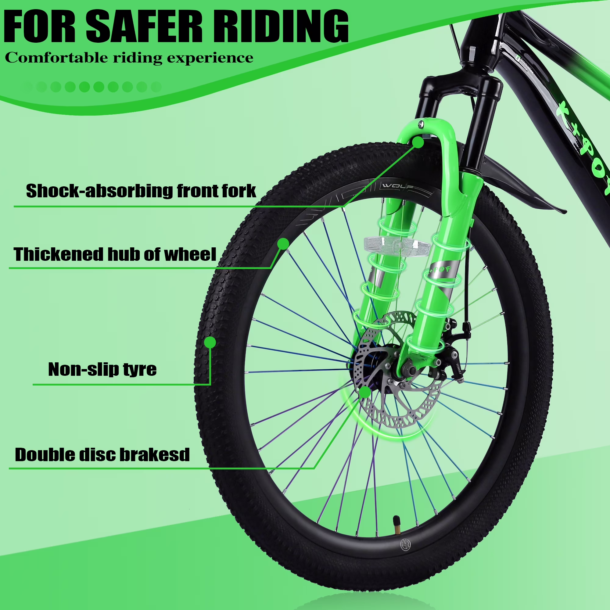 Bstjewey 20/24 Inch Kids Mountain Bike, Dual Disc Brakes, Suspension Fork, Ages 7 - Image 2