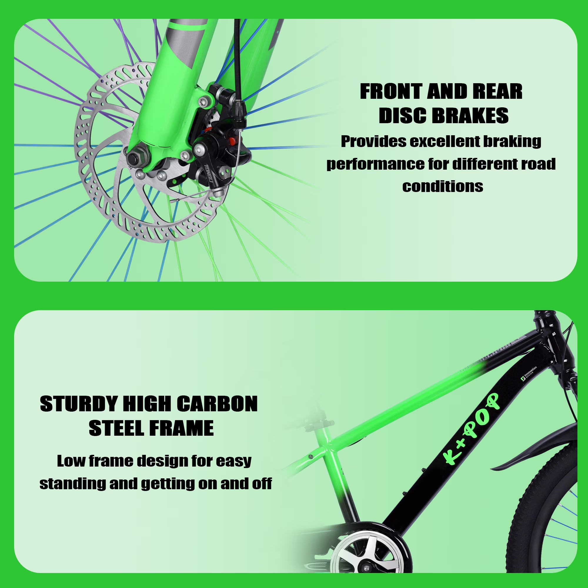 Bstjewey 20/24 Inch Kids Mountain Bike, Dual Disc Brakes, Suspension Fork, Ages 7 - Image 4