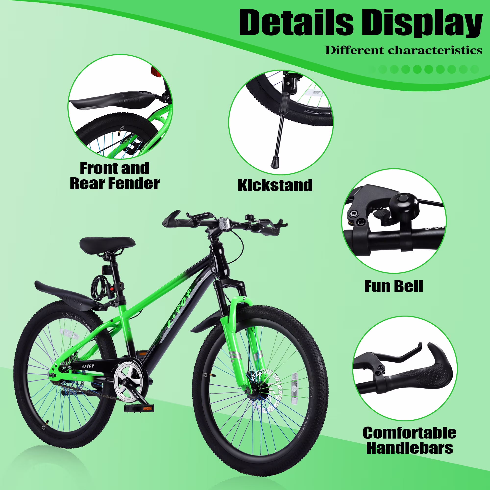 Bstjewey 20/24 Inch Kids Mountain Bike, Dual Disc Brakes, Suspension Fork, Ages 7 - Image 5
