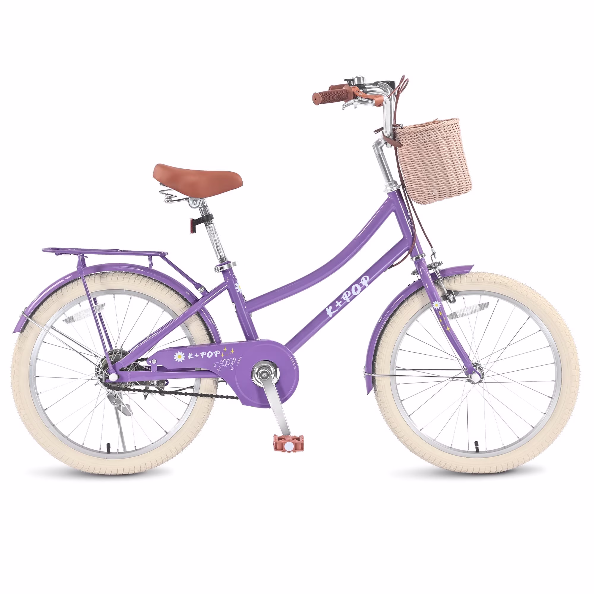 Bstjewey 20 Inch Girls Bike with Basket, Dual Brakes, Adjustable Seat, Ages 7