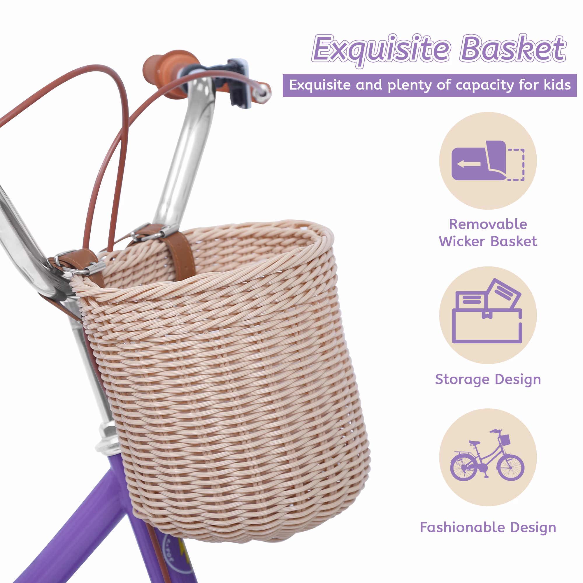 Bstjewey 20 Inch Girls Bike with Basket, Dual Brakes, Adjustable Seat, Ages 7 - Image 3