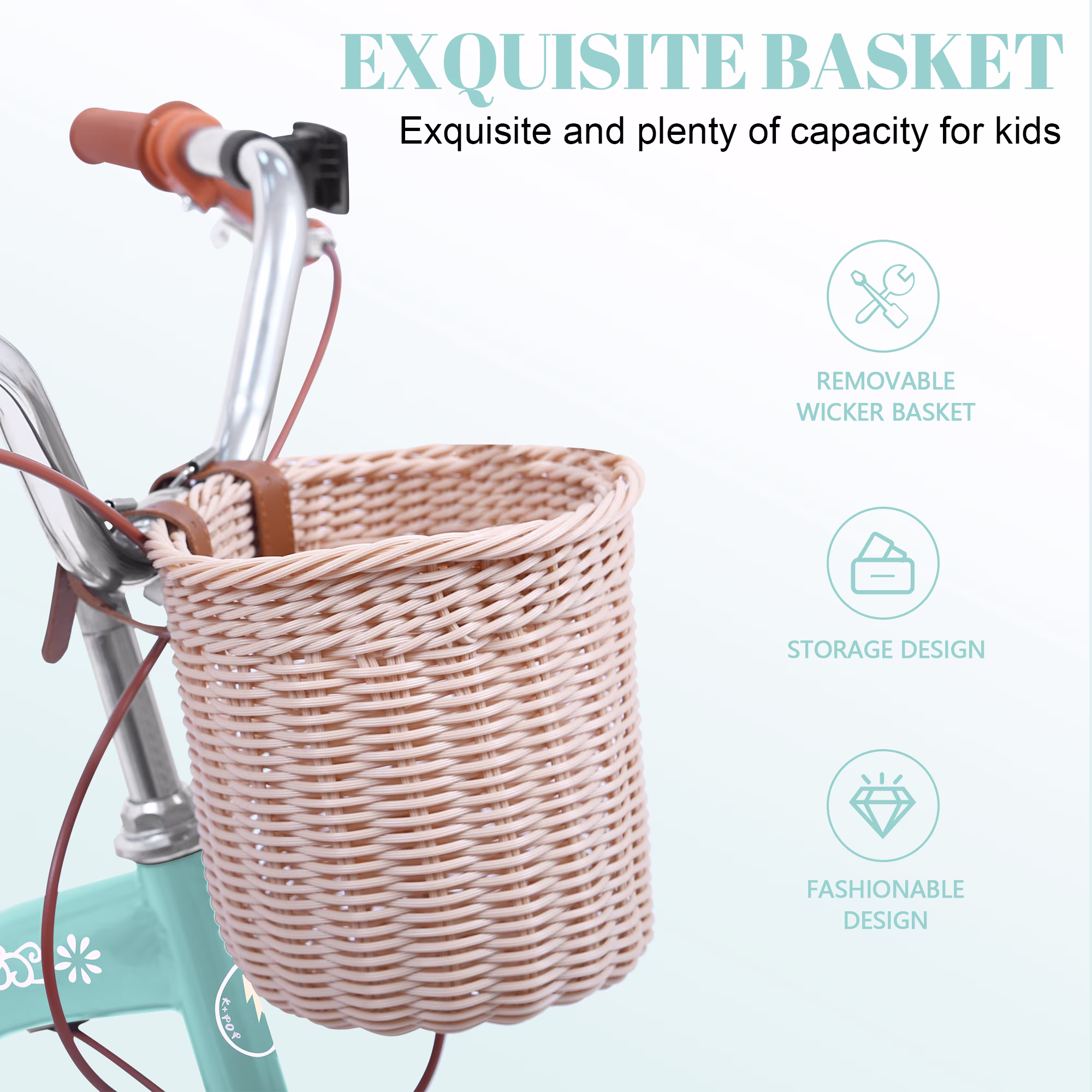 Bstjewey 20 Inch Girls Bike with Basket, Kids Bicycle for Ages 7 - Image 2