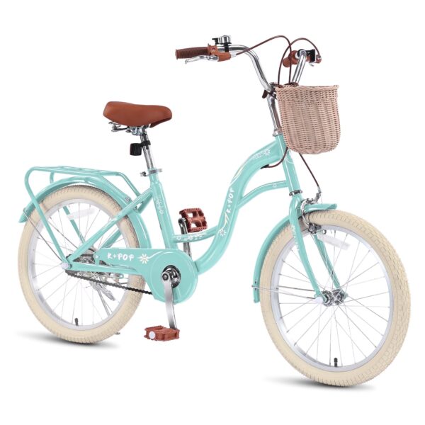 Bstjewey 20 Inch Girls Bike with Basket, Kids Bicycle for Ages 7