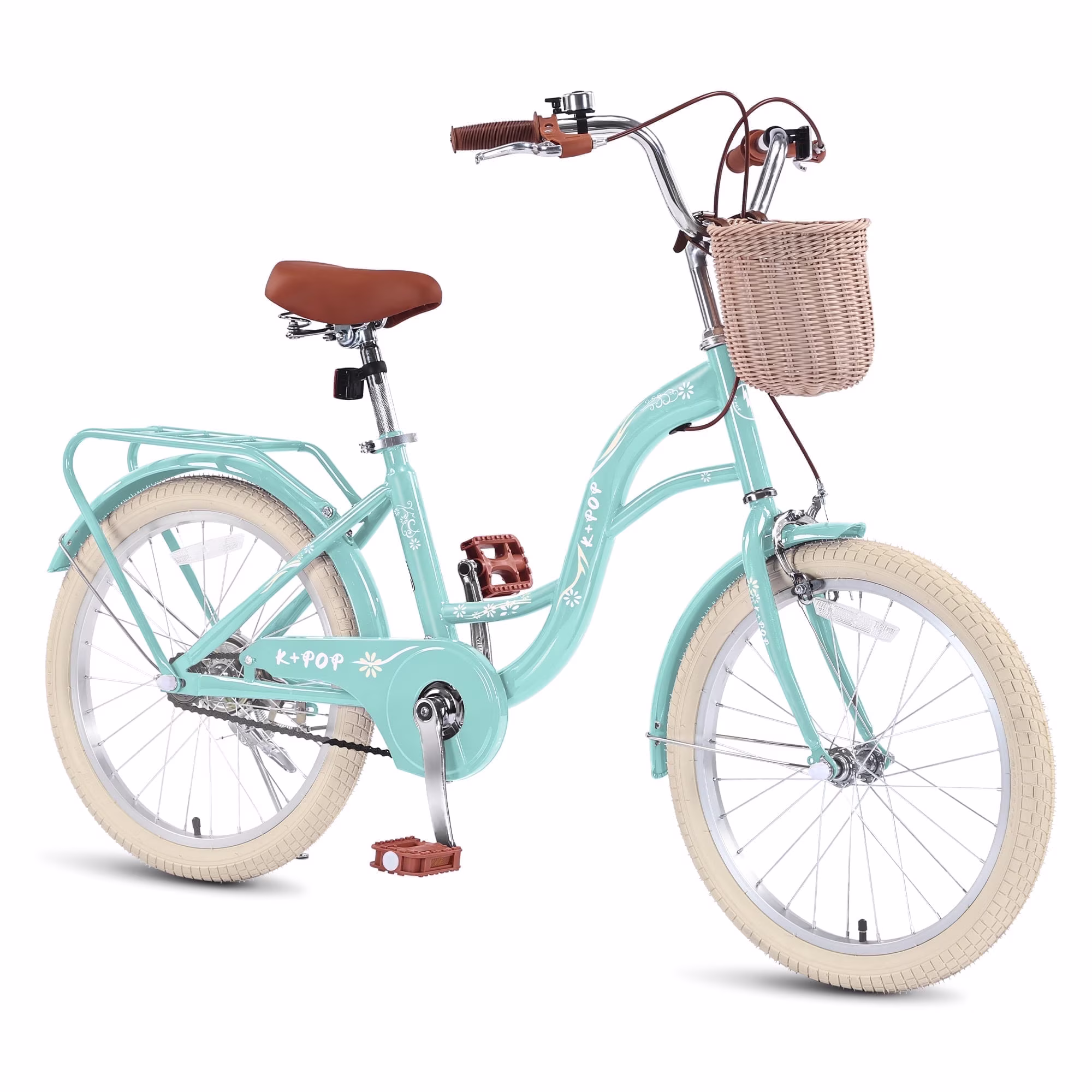 Bstjewey 20 Inch Girls Bike with Basket, Kids Bicycle for Ages 7