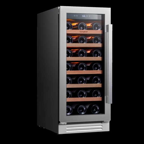 Ca'Lefort 33 Bottle Wine Refrigerator and Cooler, 15 inch Wine Fridge with Glass Door for Home/Office, Built-in & Freestanding(Left Opening)