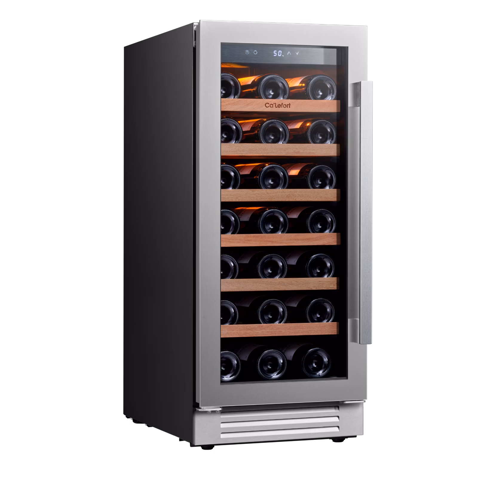Ca'Lefort 33 Bottle Wine Refrigerator and Cooler, 15 inch Wine Fridge with Glass Door for Home/Office, Built-in & Freestanding(Left Opening)