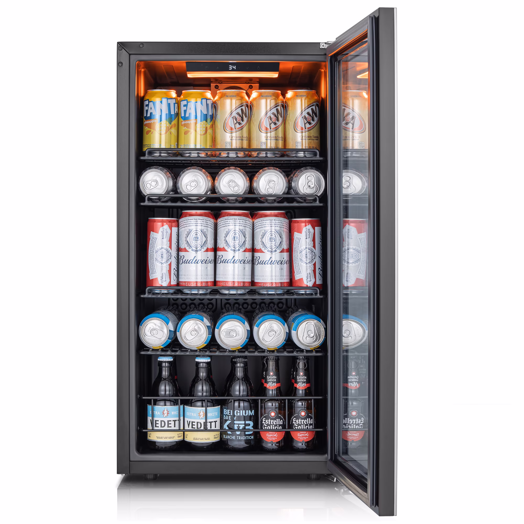Ca'Lefort Beverage Refrigerator Cooler,95-121 Can Freestanding Beverage Fridge,with Glass Door for Home/Bar/Office - Image 4