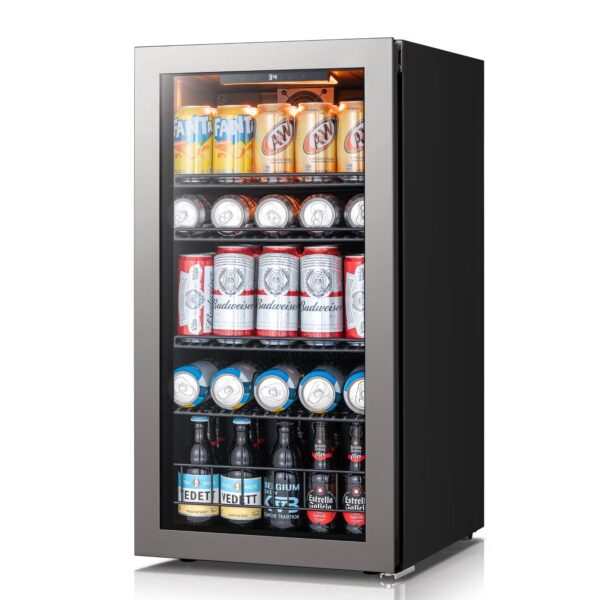 Ca'Lefort Beverage Refrigerator Cooler,95-121 Can Freestanding Beverage Fridge,with Glass Door for Home/Bar/Office