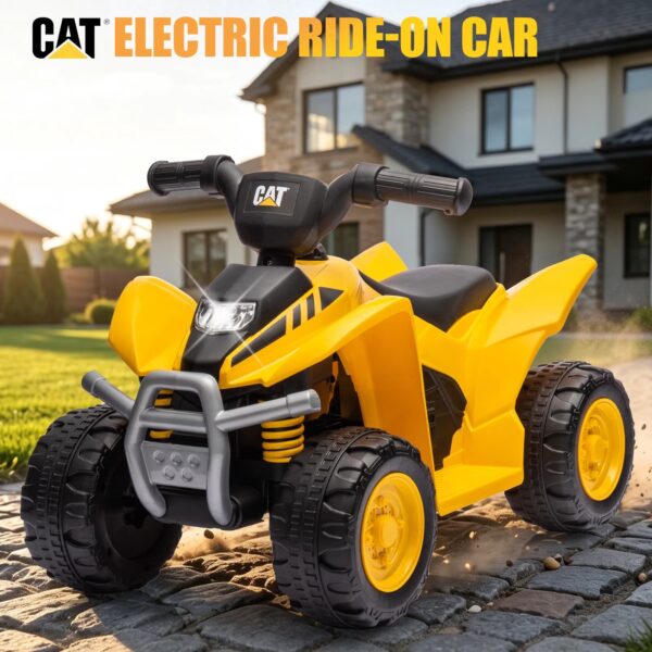 CAT Licensed 6V Battery Powered Kids Ride On ATV Electric Quad Toddler Toy Car for Ages 18-36 Months with 4 Wheels,LED Lights,Foot Pedal Control(Yellow)