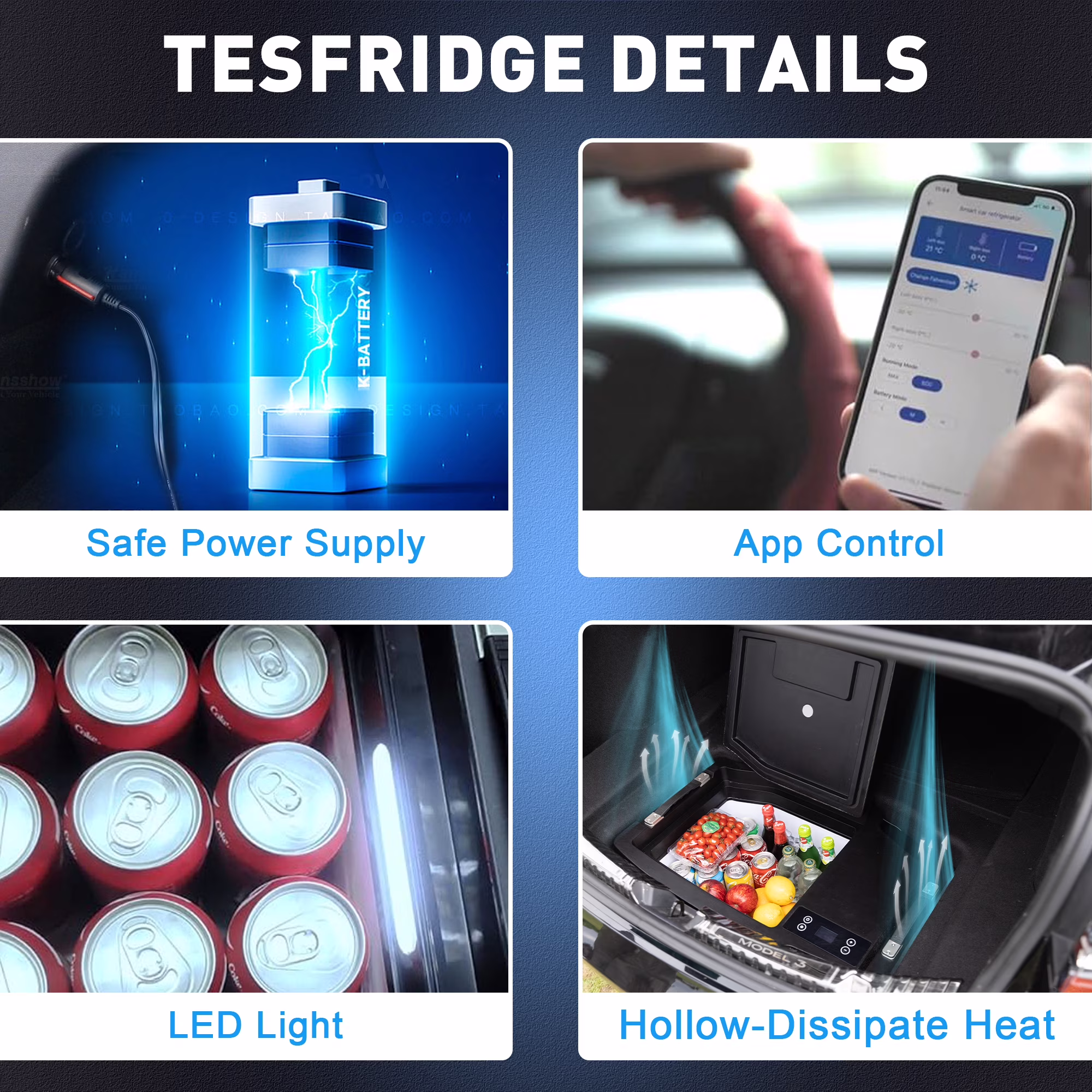 Chery Industrial Portable Car Refrigerator for Tesla Model Y, 35qt(33L) Car Freezer - Image 3