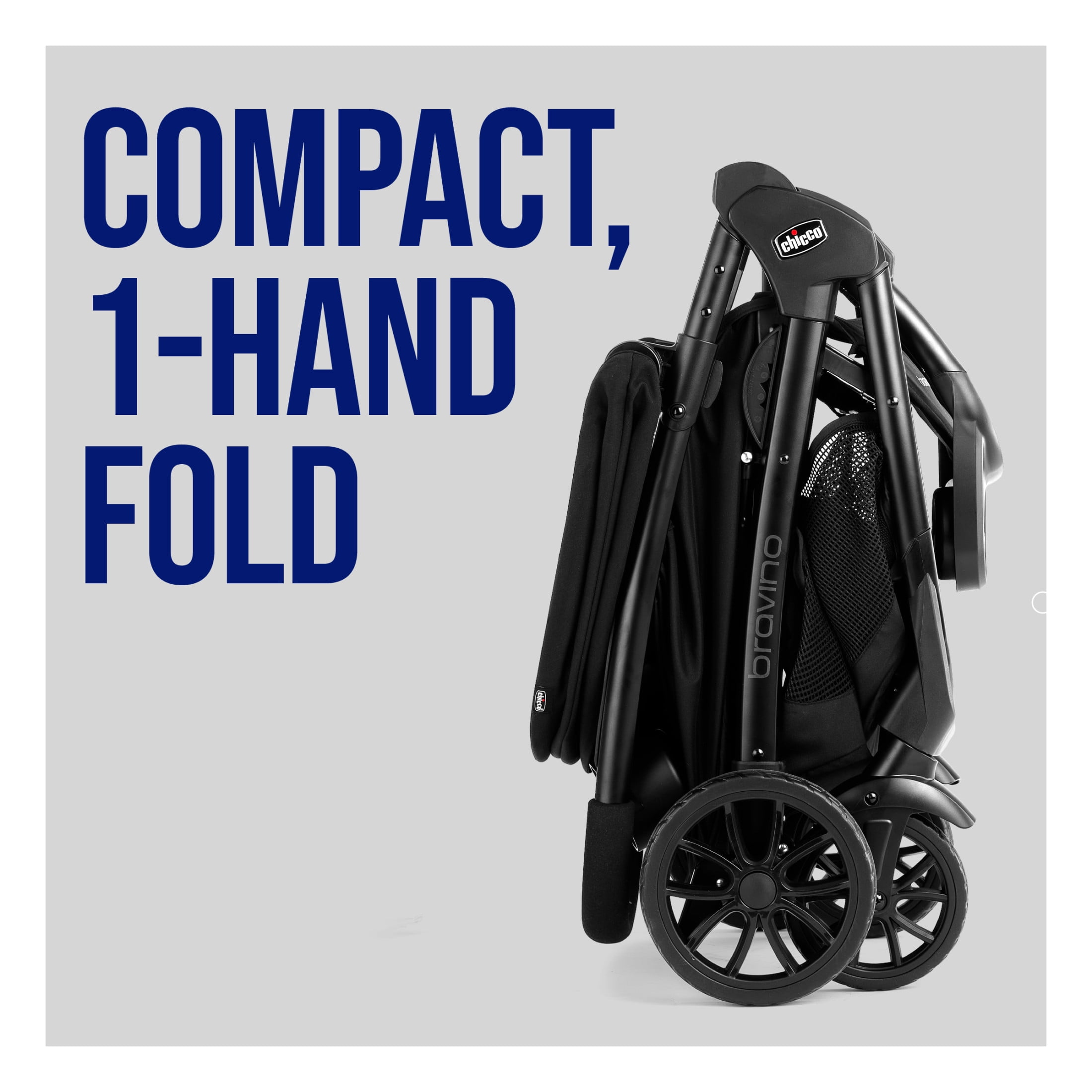 Chicco Bravino™ Lightweight Stroller, One-Hand Quick Fold, 3-Position Recline, Accepts Chicco Infant Car Seats - Ravine (Black) - Image 5
