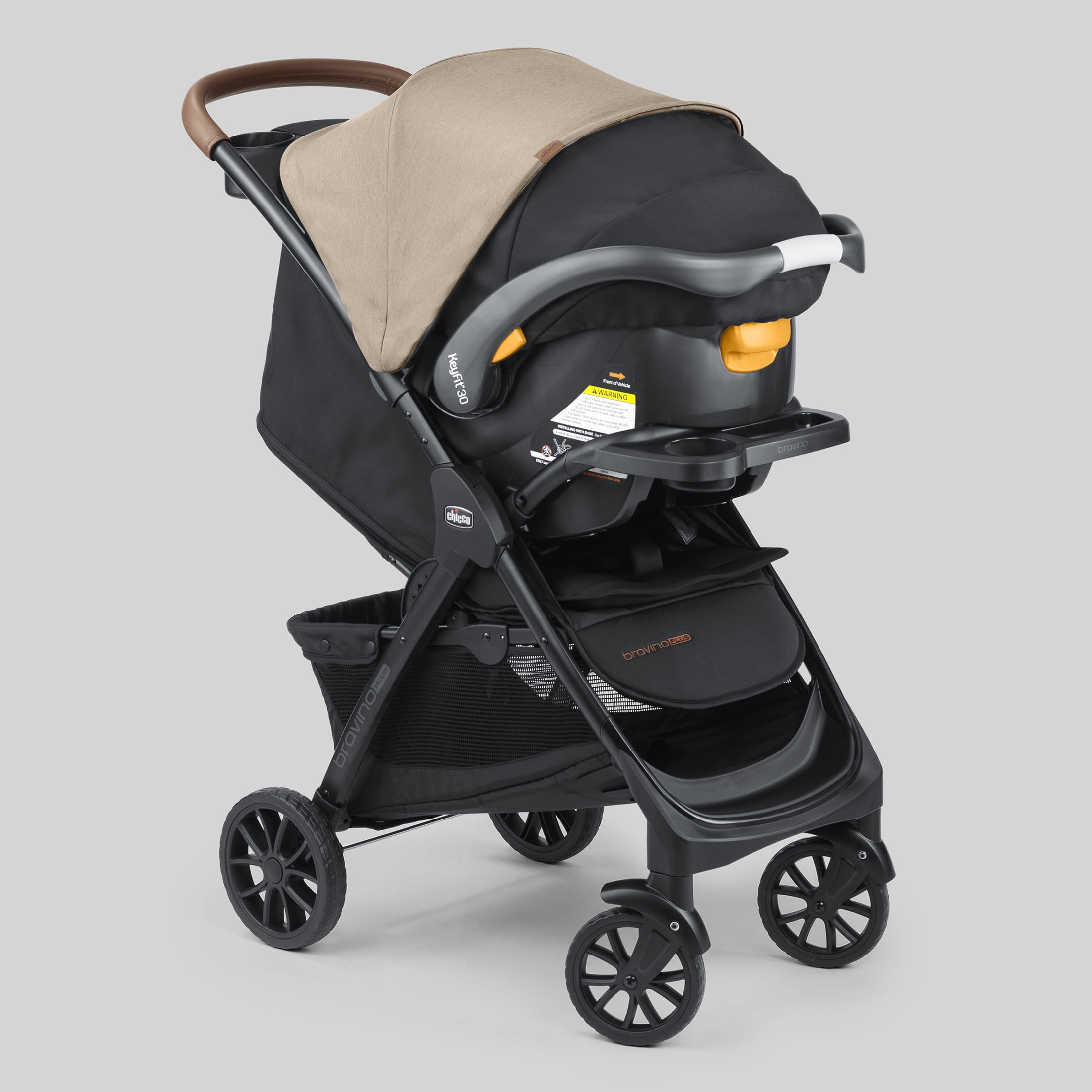 Chicco Bravino Plus Lightweight Stroller, One-Hand Quick Fold, Lie-flat Pramette Seat, Accepts Chicco Infant Car Seats - Oat (Beige) - Image 4
