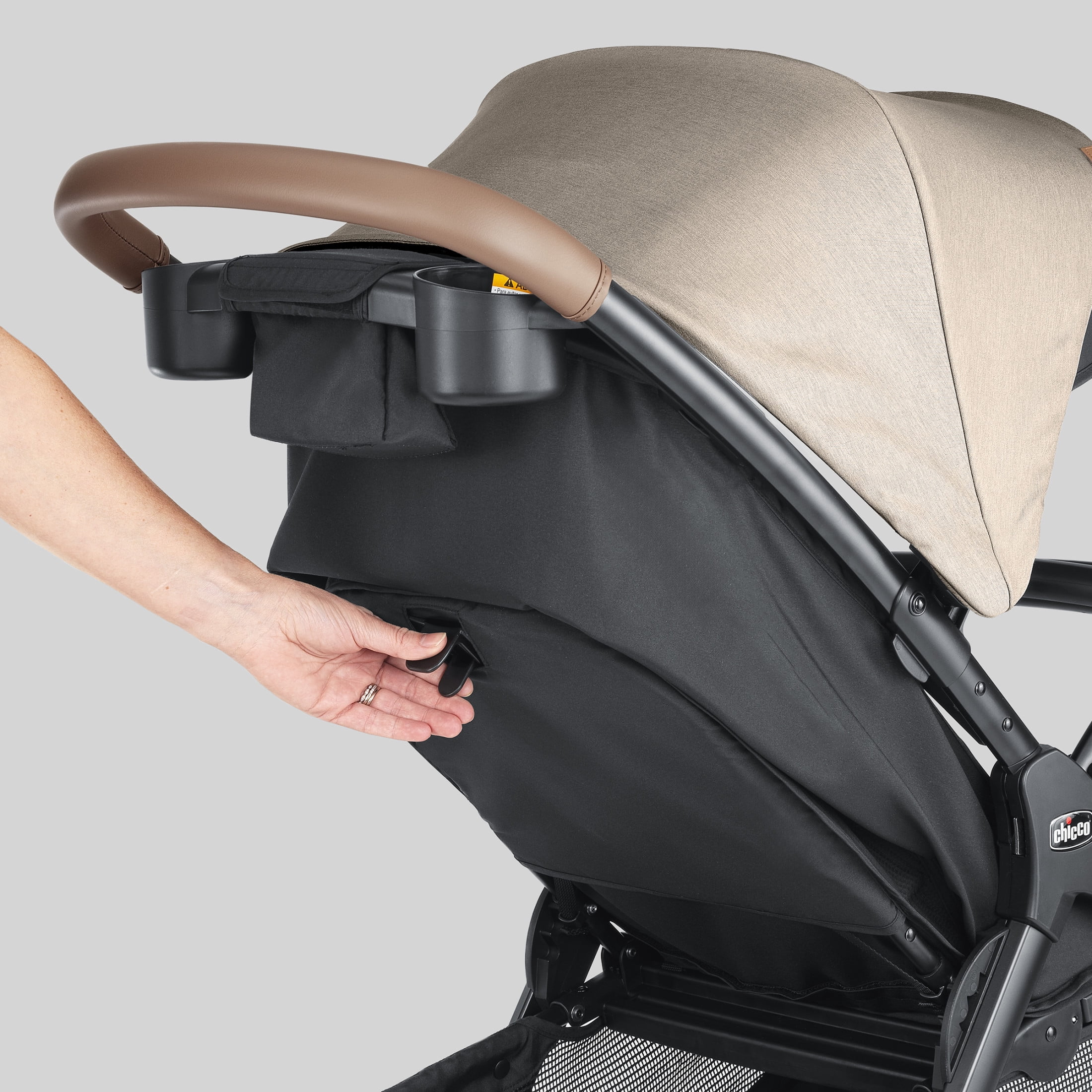 Chicco Bravino Plus Lightweight Stroller, One-Hand Quick Fold, Lie-flat Pramette Seat, Accepts Chicco Infant Car Seats - Oat (Beige) - Image 2