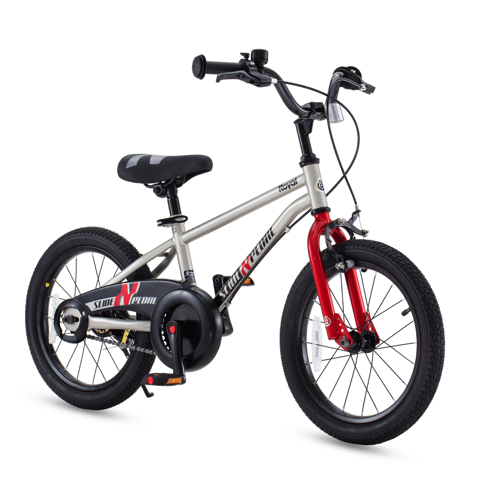 Christmas Gift Slide and Pedal Kids Bike EZ Balance Pedal Switchable Bicycle, 18 Inch,White