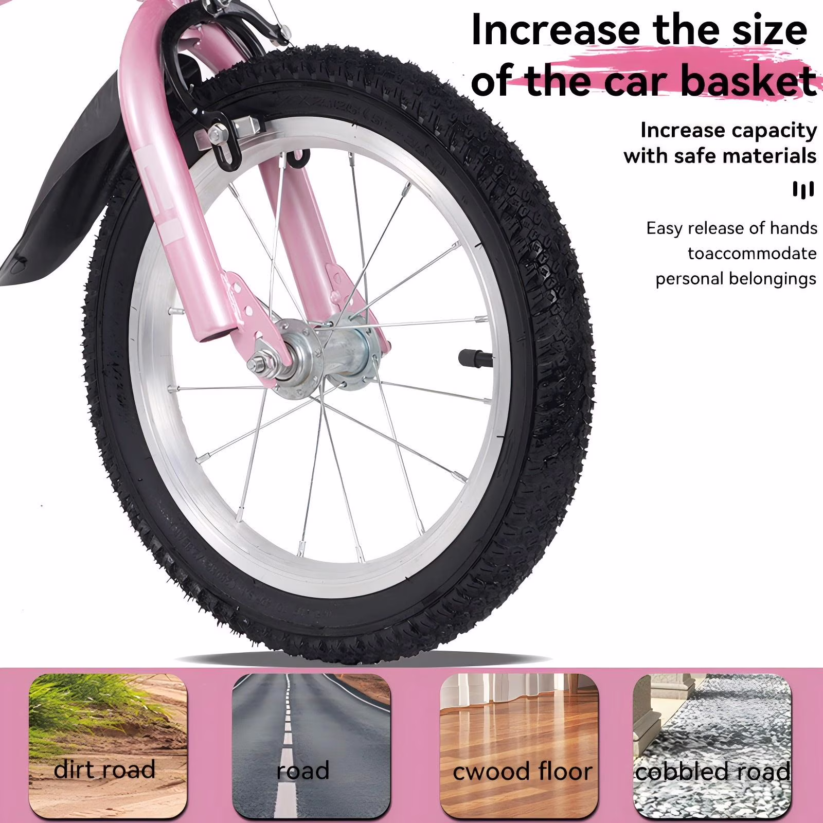 16" Kids Bicycle with Training Wheels Single Speed Sporty Kids Bike for Boys Girls Aged 4-7 Years, Pink - Image 4