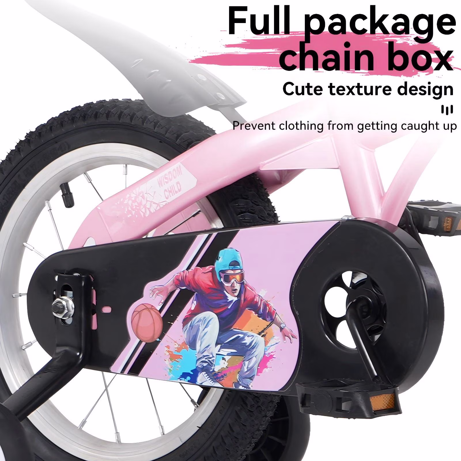 Cirayno 18" Girls Bike for 5-9 Years Old Kids, Cute Kids Bike with Training Wheels, Steel Frame Sporty Children Bicycle, Pink - Image 4