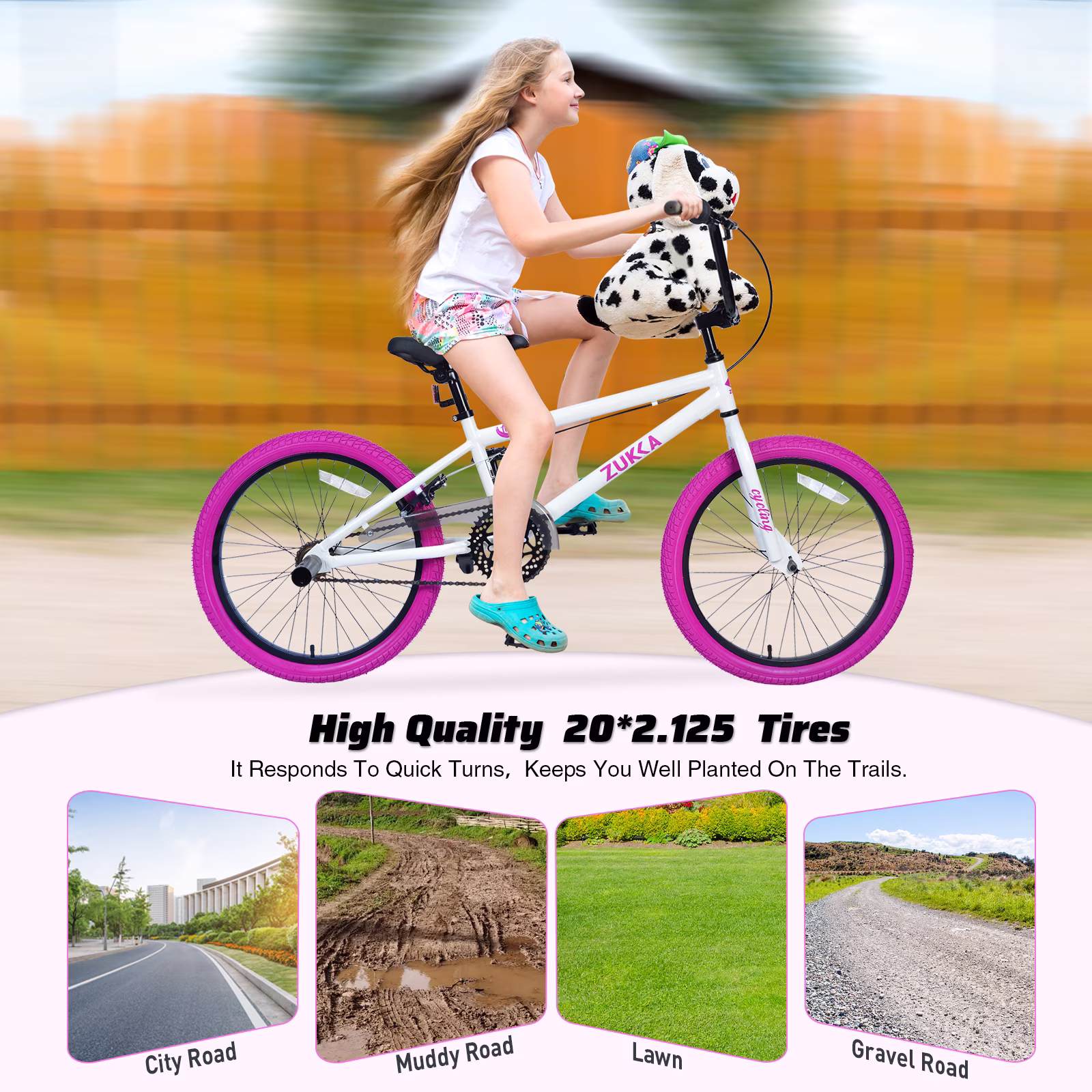 Cirayno 20" Freestyle BMX Bike Single Speed Steel Frame Kids Bike Stylish Children Bicycle for Boys Girls Age 7-10 Years, White - Image 4