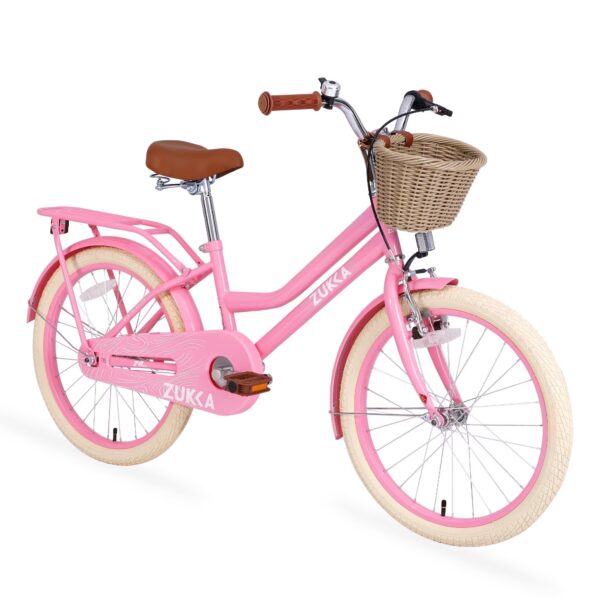 Cirayno 20" Kids Bike Single Speed Girls Bike Lightweight Children Bicycle with Basket & Rear Rack for 7-10 Years, Pink