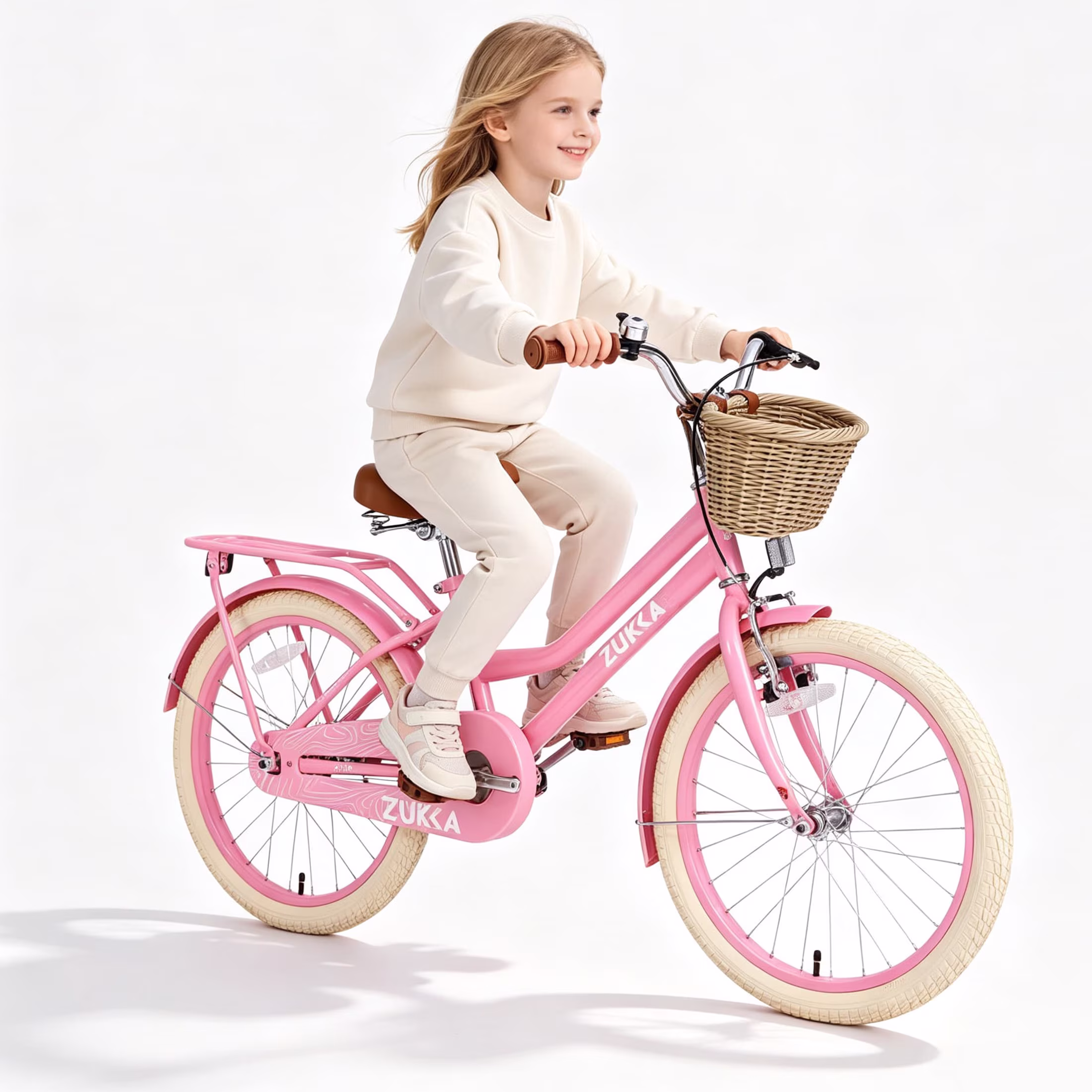COCLUB 20 Inch Bicycle Kids Bike, Girls Bike with Basket, Single Speed Cruiser Bike, Chain Guard, Adjustable Seat, 20 Inch Bike for Boys and Girls Ages 7-10, Pink