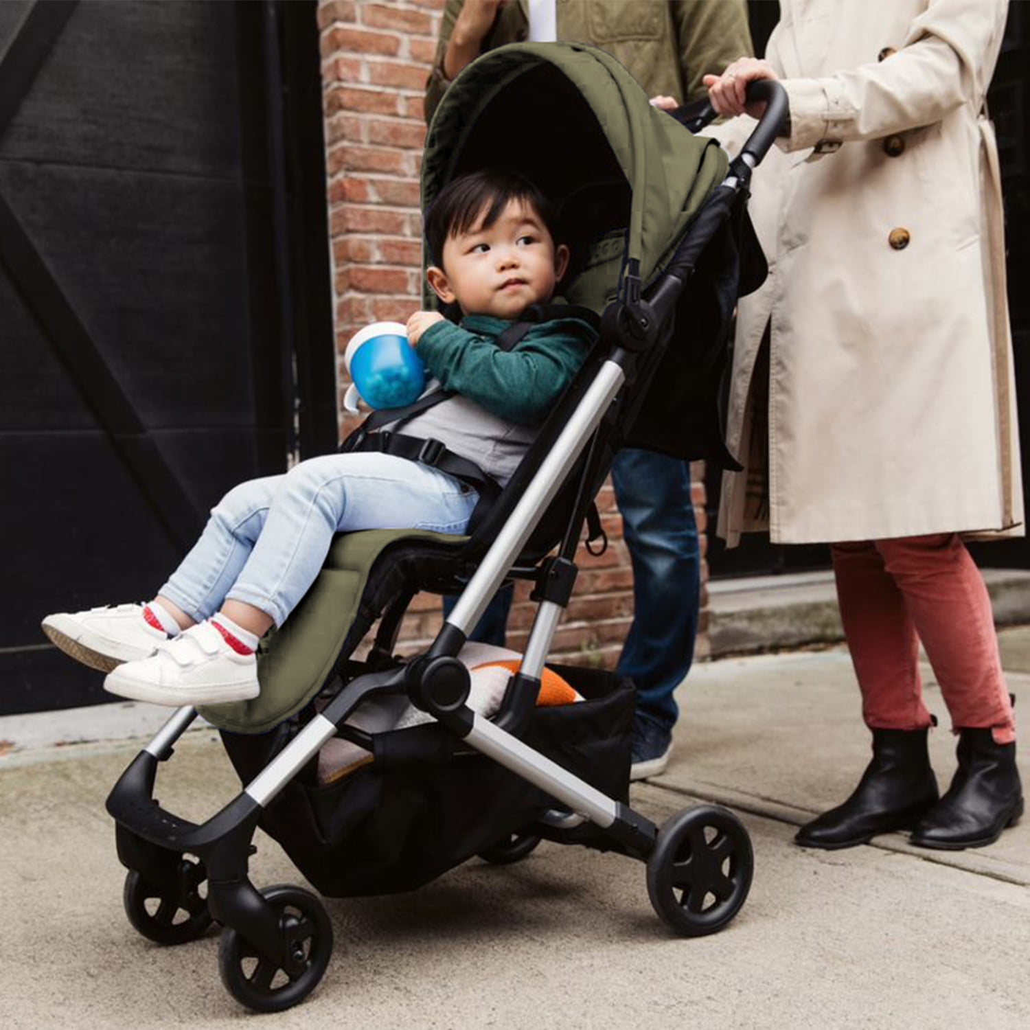 Colugo Compact Stroller - One Hand Fold Lightweight Stroller, Travel Stroller with Rain Cover, Backpack and Cup Holder, Olive - Image 5
