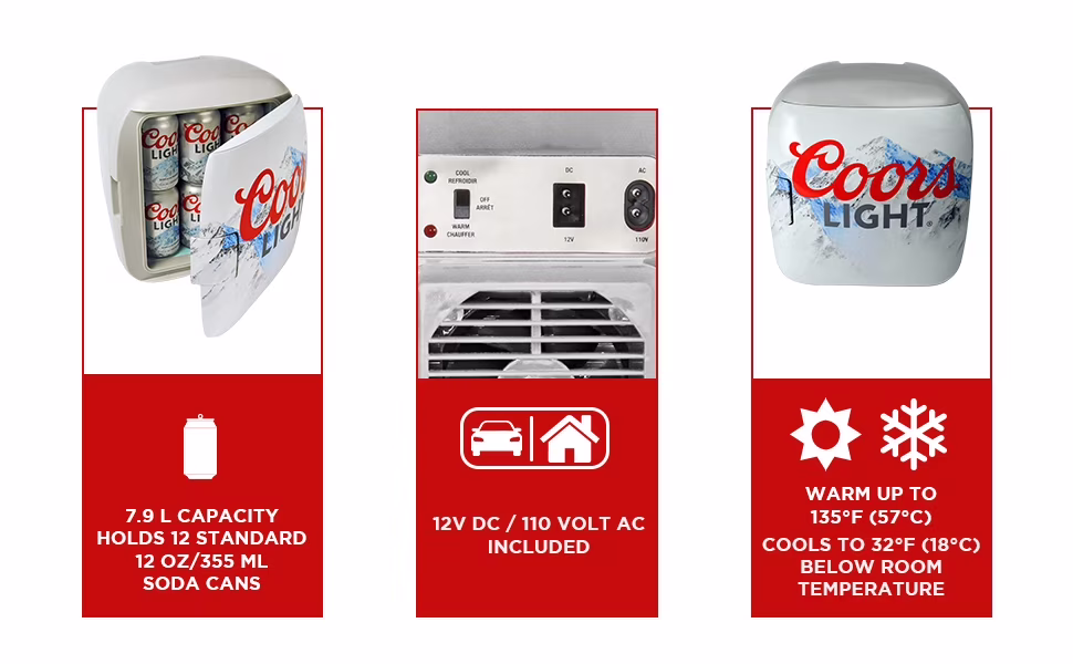 Coors Light Rocky Mountain Portable 12 Can Thermoelectric Mini Fridge Cooler - Image 5