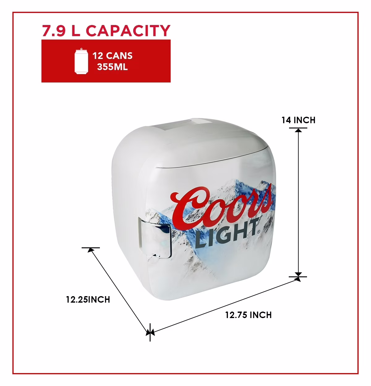 Coors Light Rocky Mountain Portable 12 Can Thermoelectric Mini Fridge Cooler - Image 2